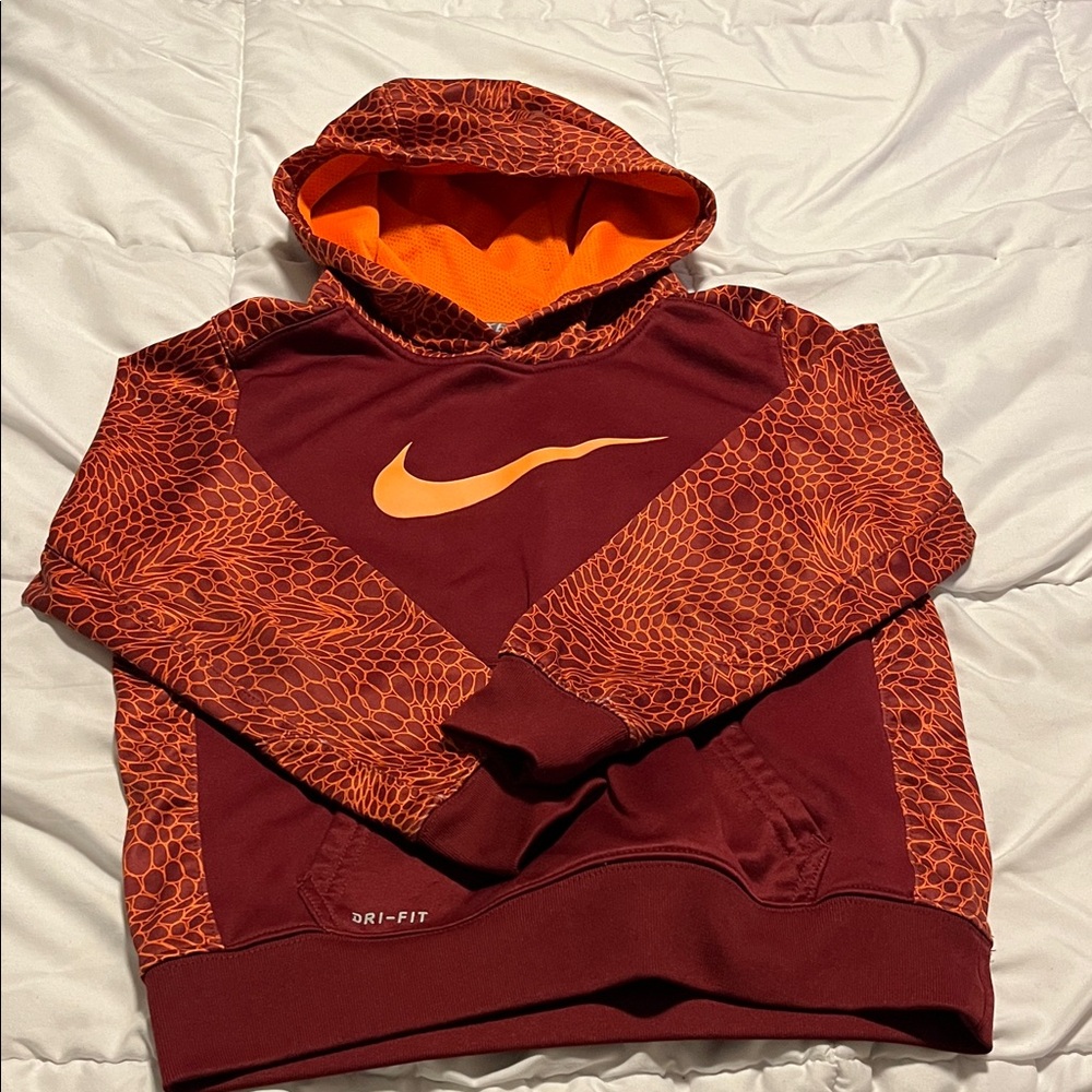 Nike Dri-FIT Maroon and Orange Hoodie